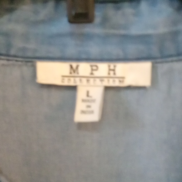MPH Collection Denim Shirt Dress Blue Size L - Picture 8 of 9